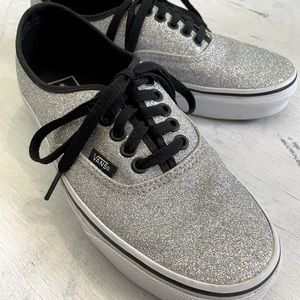 Vans Sparkly Silver shoes, Women 8.5, Men 7